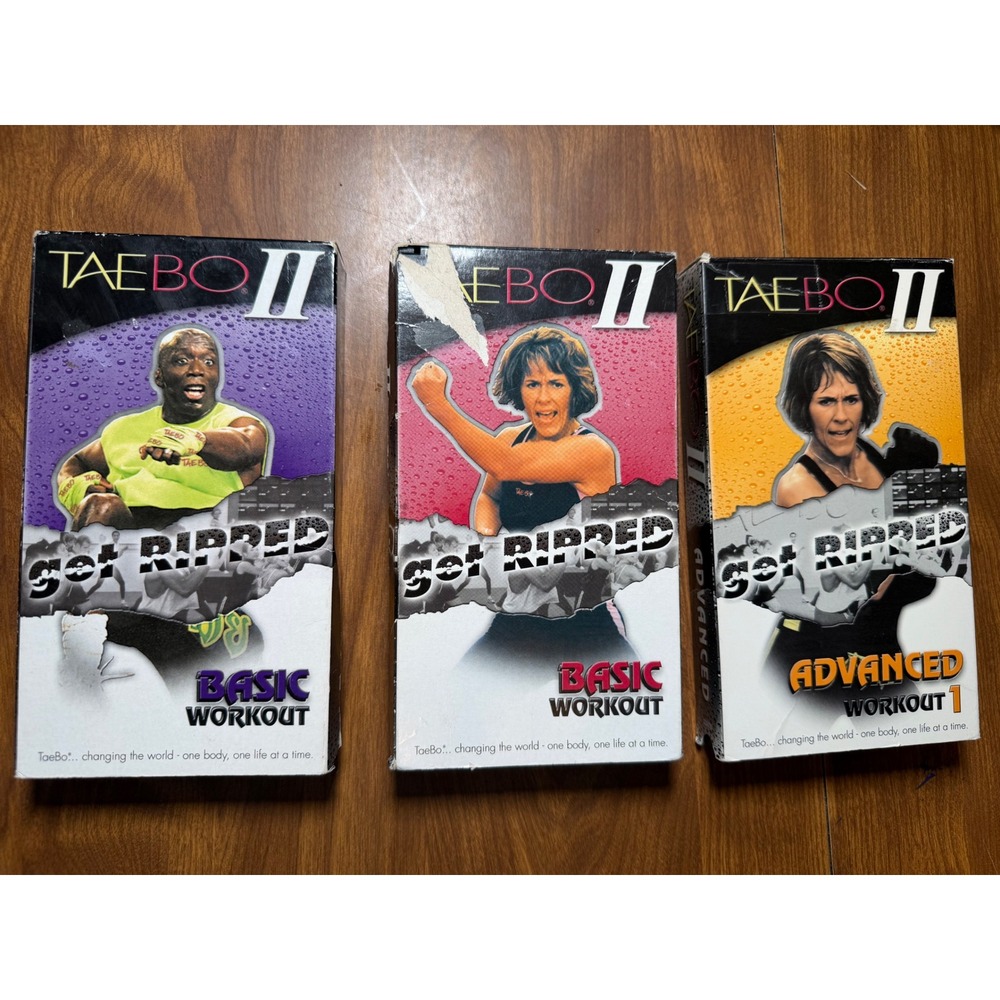 Tae Bo II Get Ripped Series VHS Set Billy Blanks Basic & Advanced 3 Tapes